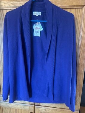 Northern Reflections Open-Front Shawl Collar Cardigan - Royal Blue